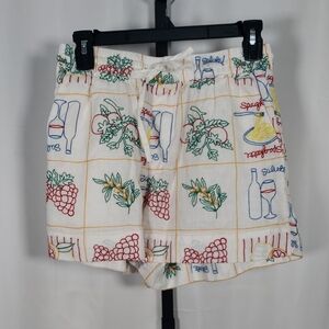 Magaschoni Buon‎ Appetito Linen Embroidered Shorts S/P NWT